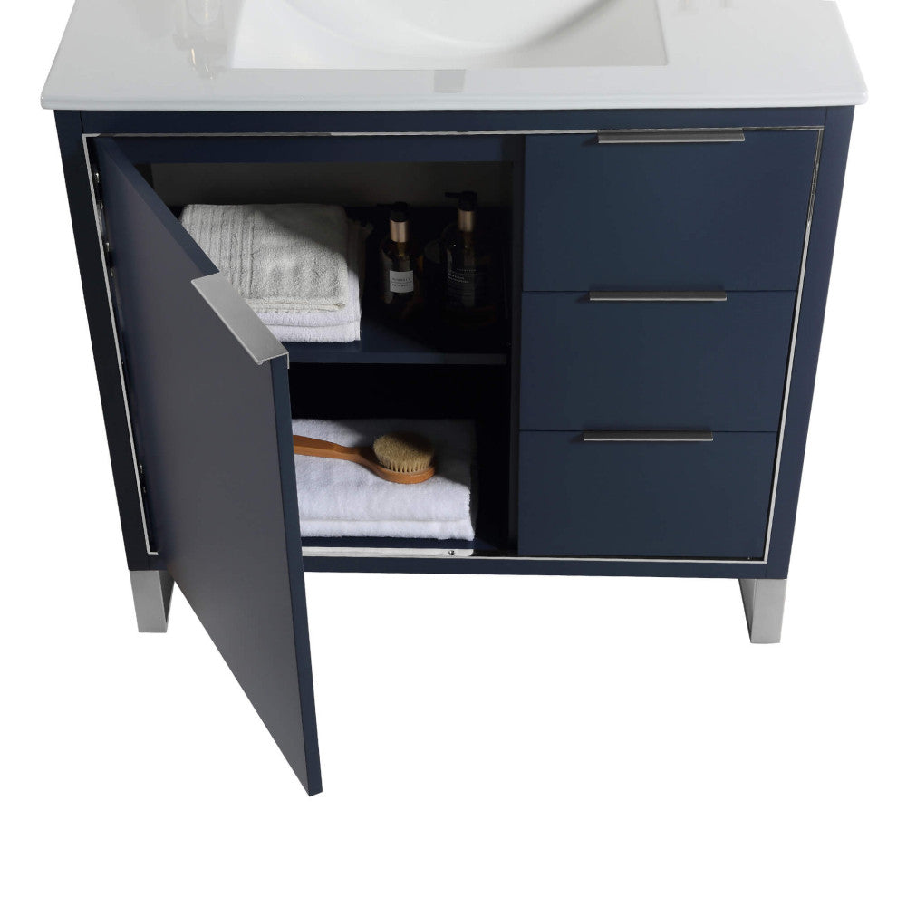 Fine Fixtures Opulence Collection Bathroom Vanity with White Ceramic Sink