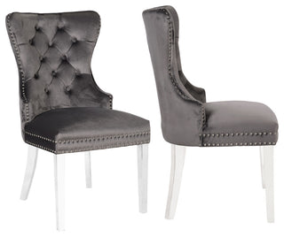 Home Beyond Tufted Velvet Wingback Dining Chairs Set of 2, Gray