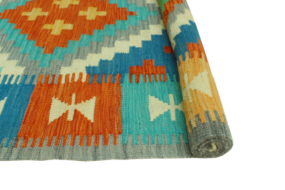 Sangat Flatweave Faiza Grey/Rust Rug, 4'8 x 6'7