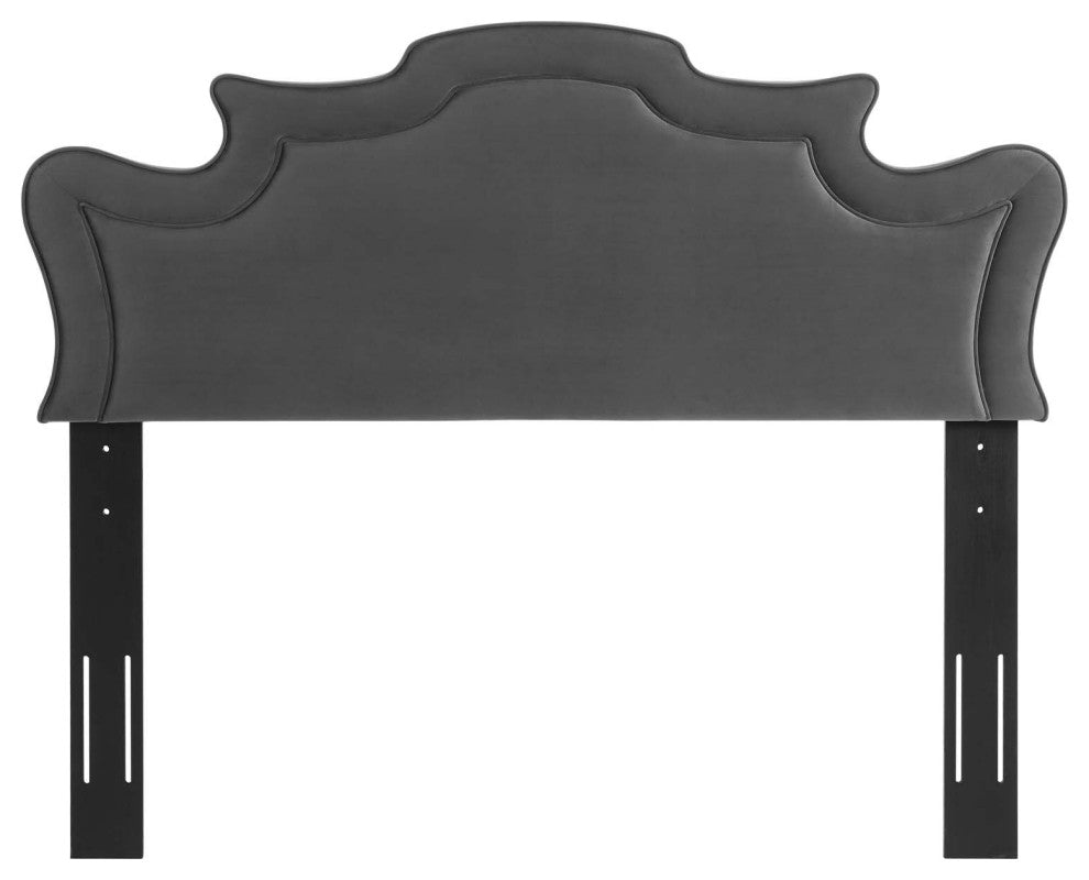 Evangeline Performance Velvet Twin Headboard, Charcoal