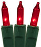 Set of 50 Red Perm-O-Snap Mini Christmas Lights, Green Wire