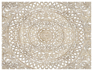 Milano Floral Carved Solid Wood Queen Panel Bed, Gray, King
