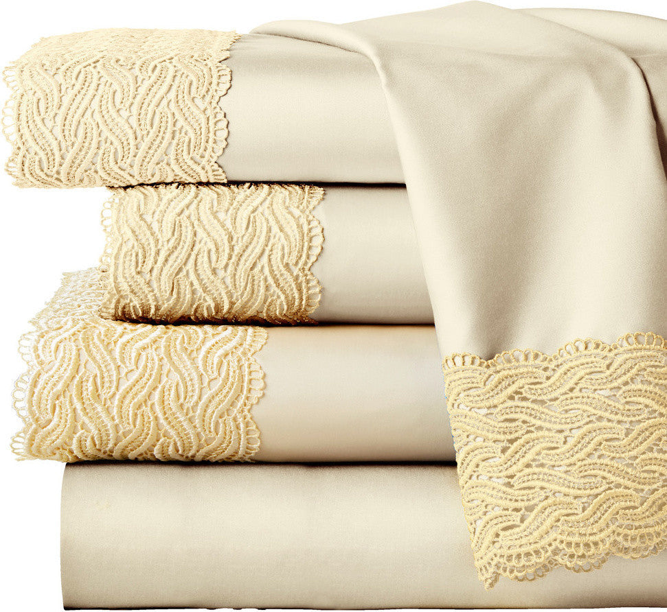 Pointehaven 300TC Lace Sheet Set, Ecru, Cal King