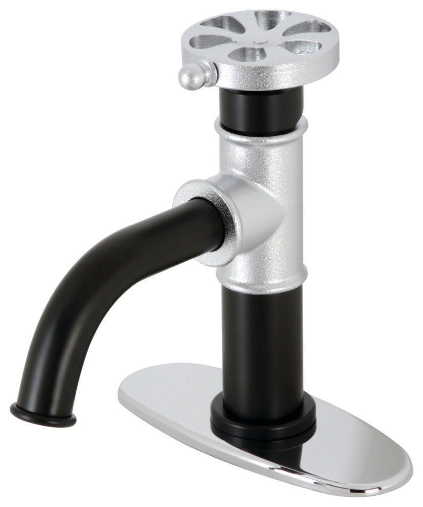 Belknap Single-Handle Bathroom Faucet With Push Pop-Up, Matte Black/Chrome