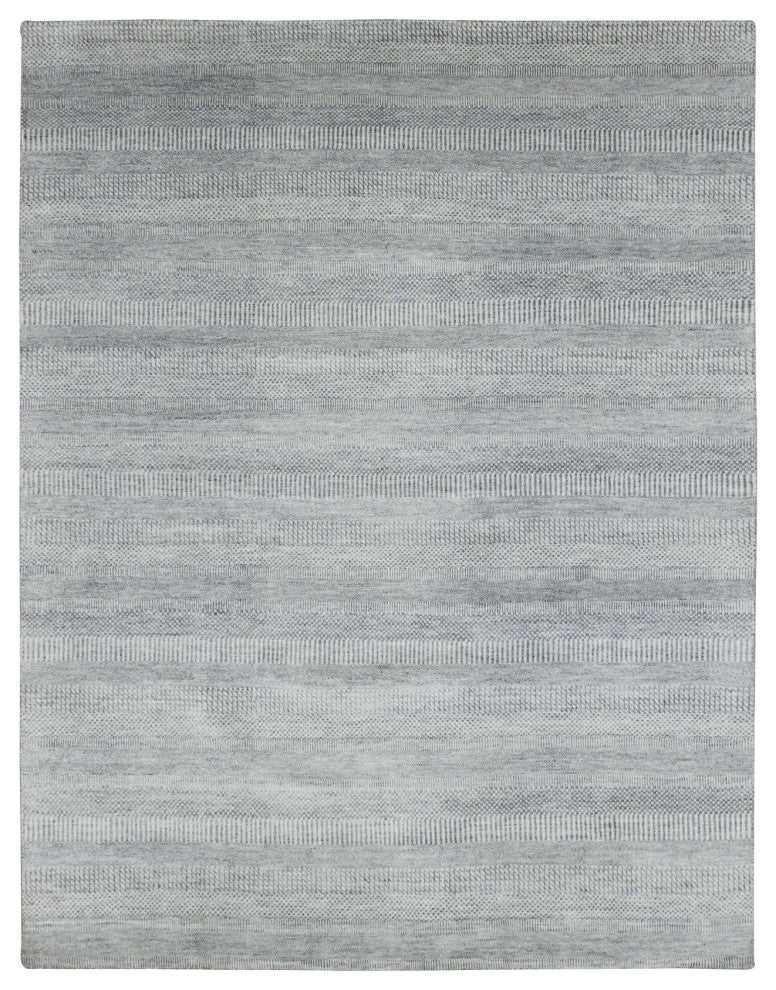 Gainsboro Gray Wool and Silk Hand Knotted Grass Design Oriental Rug, 8'0"x10'3"