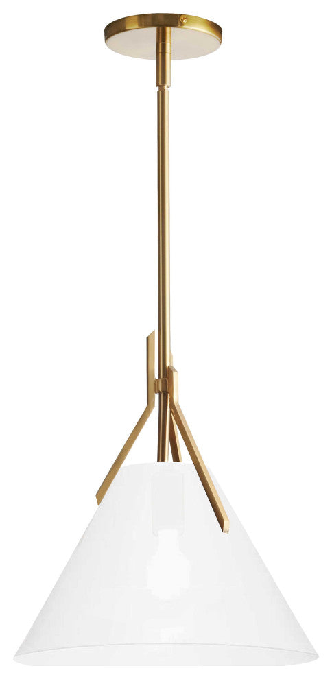 DAINOLITE NIC-101P-AGB 1LT Incandescent Pendant, Aged Brass with Opal Glass