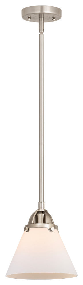 Large Cone Mini Pendant, Brushed Satin Nickel, Matte White, Matte White