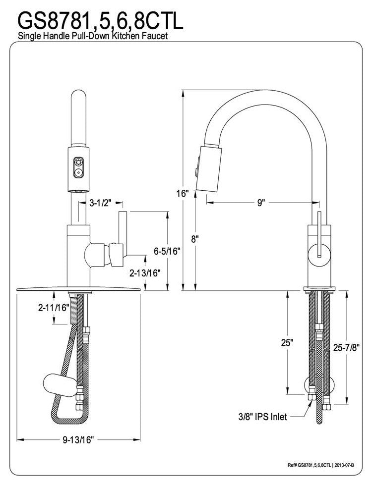 Gourmetier Single Handle Faucet with Pull Down Spout Chrome GS8781CTL