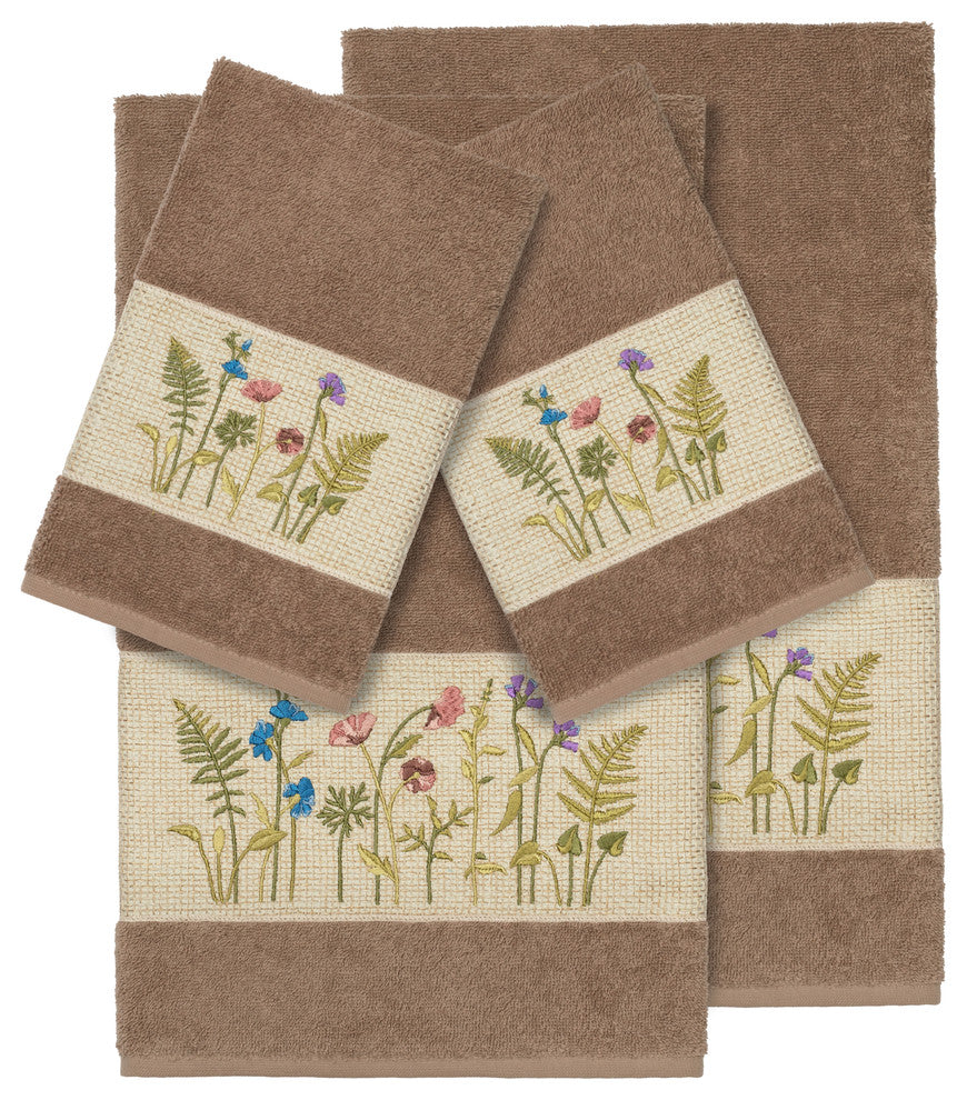 Serenity 4-Piece Embellished Towel Set, Latte