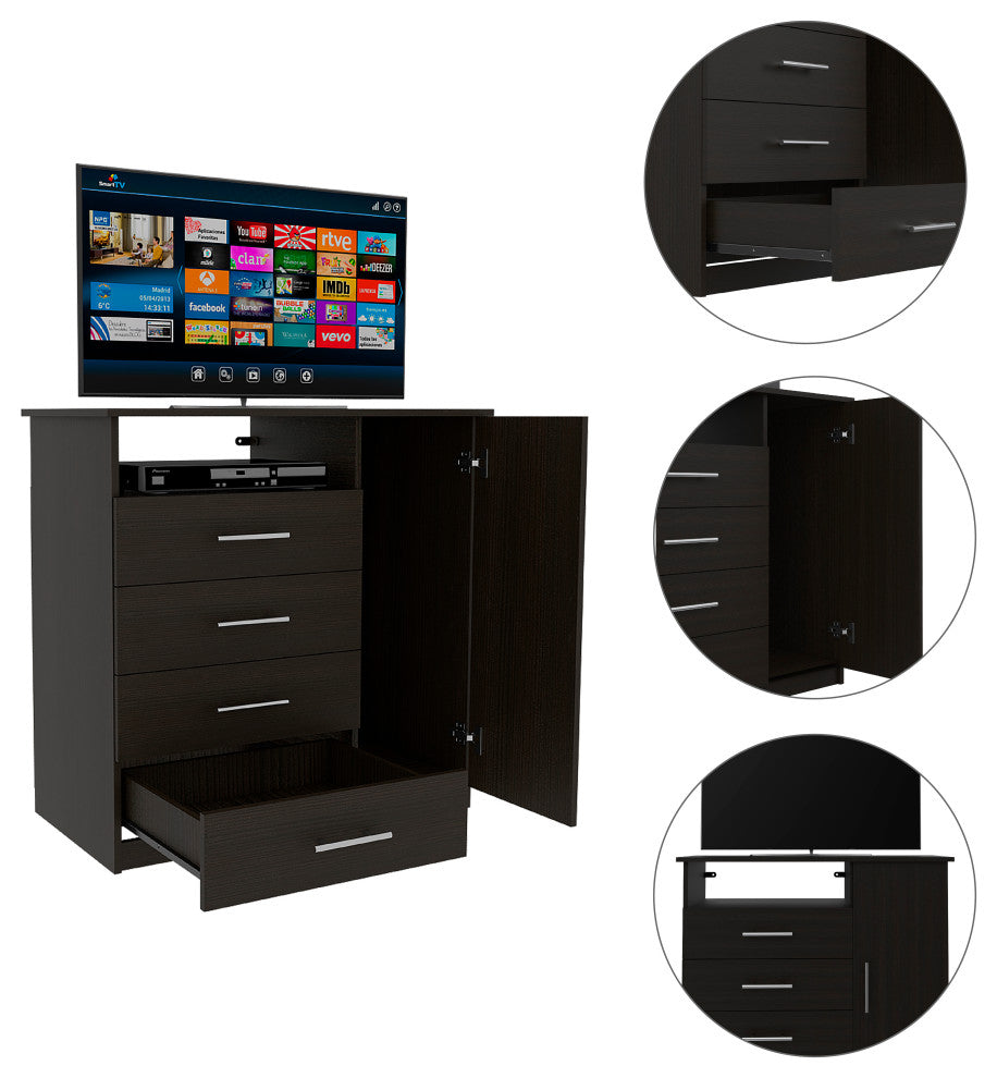 Rioja 4 Drawer Dresser, Black Wengue