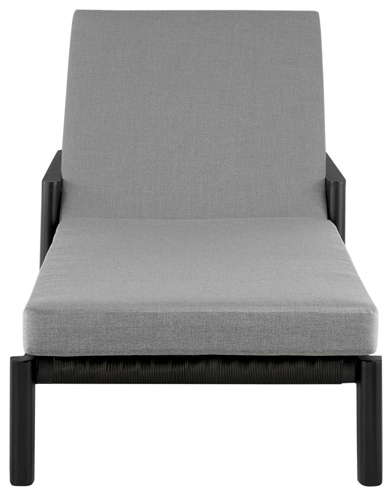 Grand Outdoor Adjustable Chaise Lounge Chair, Aluminum With Gray Cushions