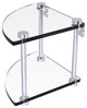 Two Tier Corner Glass Shelf, Polished Chrome