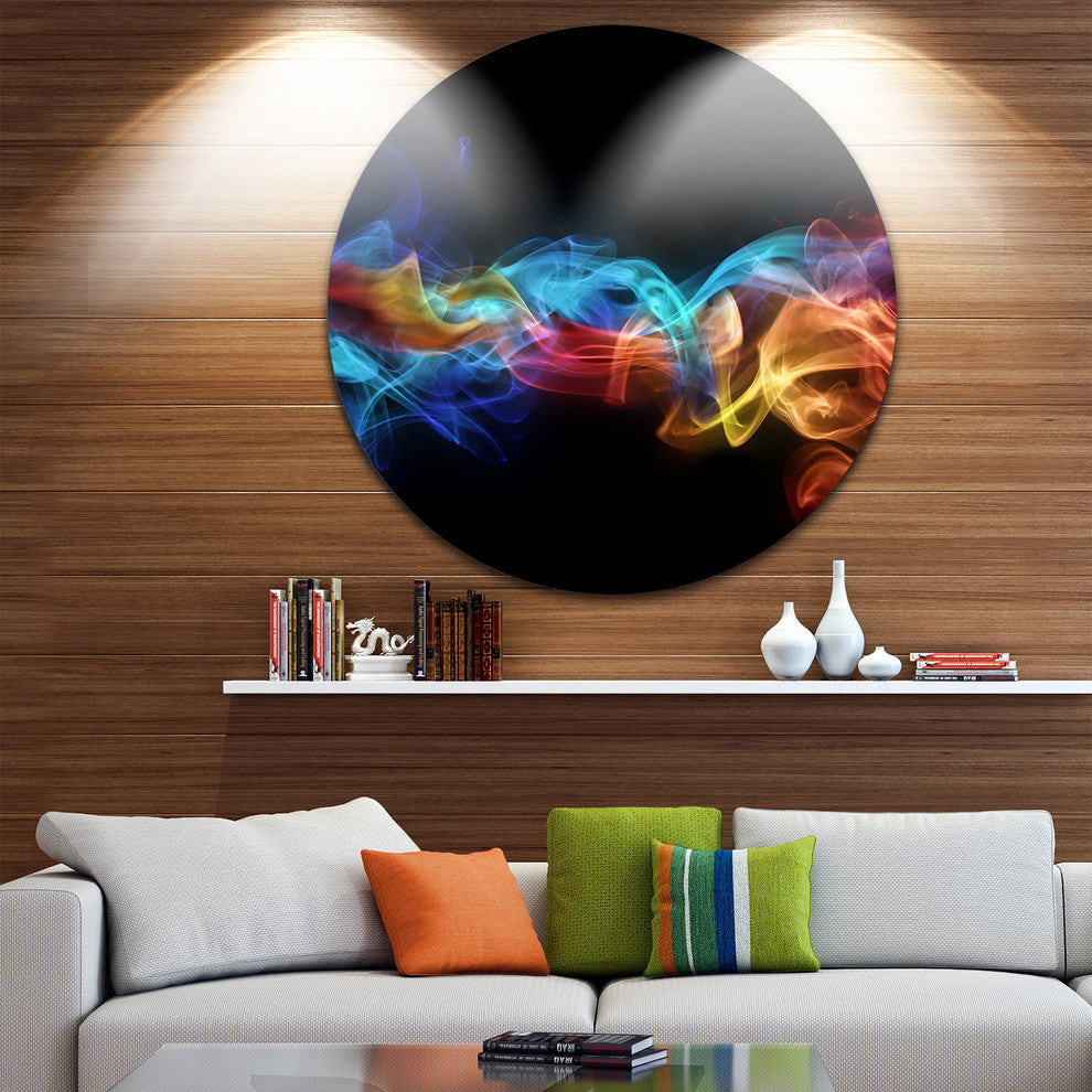 Fire In Colors, Abstract Digital Art Round Metal Wall Art, 11"