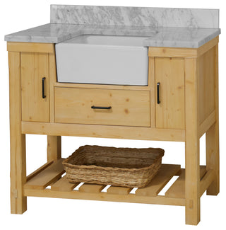 Charlotte 42" Bathroom Vanity, Drift Wood, Carrara Marble