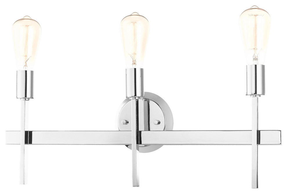 Livex 13883-05 3-Light Polished Chrome Bath Vanity, Polished Chrome