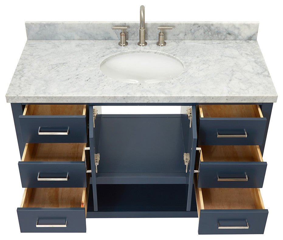 Ariel Magnolia 49" Oval Sink Bath Vanity Carrara Marble Gray