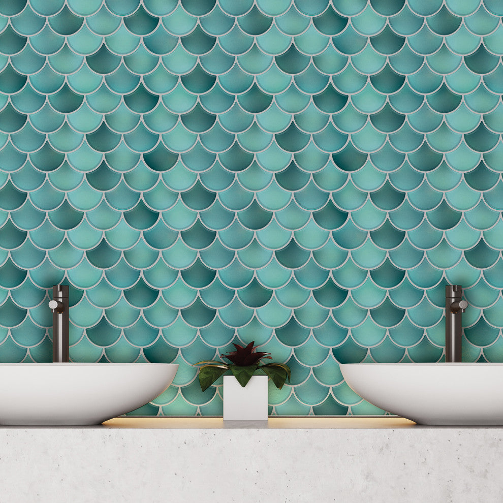 11' x 8" 3D Tile Sticker Fresh Turquoise Kitchen Bathroom, Set of 8