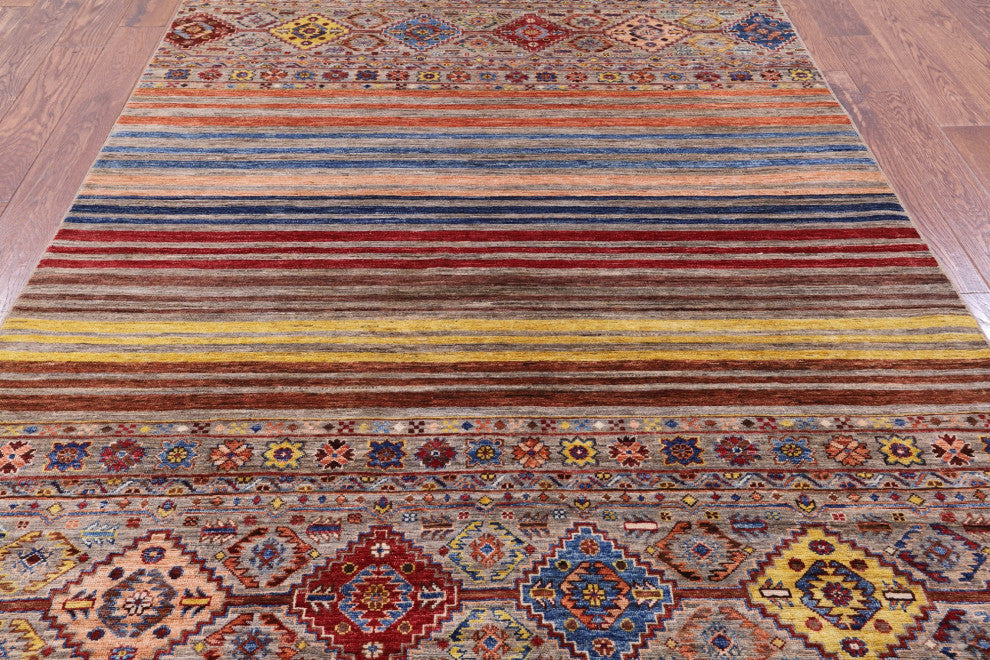 5' 8" X 8' 3" Super Kazak Khorjin Hand-Knotted Rug Q7643