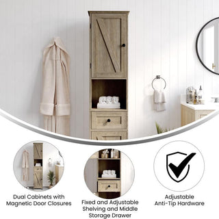 Dune Freestanding Bathroom Linen Tower Storage Cabinet, Brown