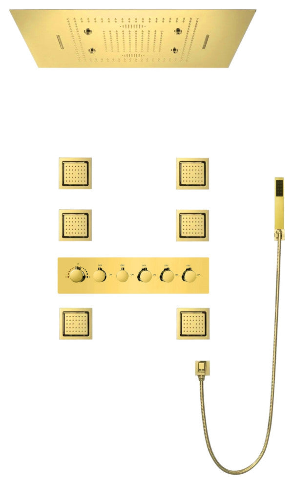 LED Shower System, Jetted Body Sprays and Hand Shower, Touch Panel Light