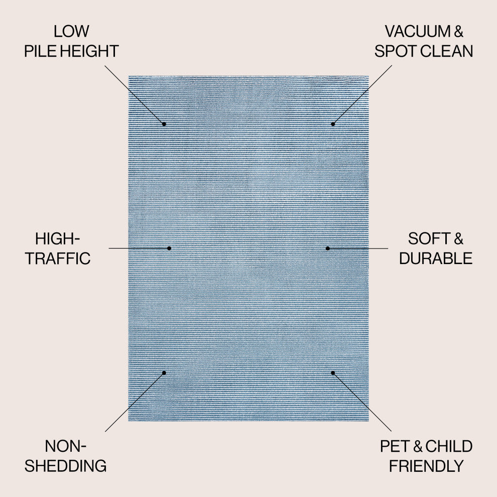 Cole Modern Minimalist Pinstripe High-Low Area Rug