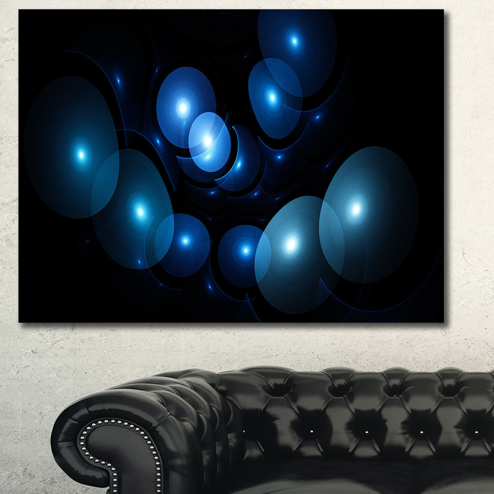 Bright Blue 3D Surreal Circles, Oversized Abstract Canvas Art Print, 60x40