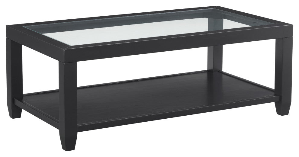 Cordero Glass Top Coffee Table, Black