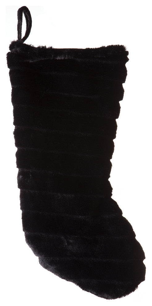 Faux Fur Christmas Stocking, Black Striped Mink