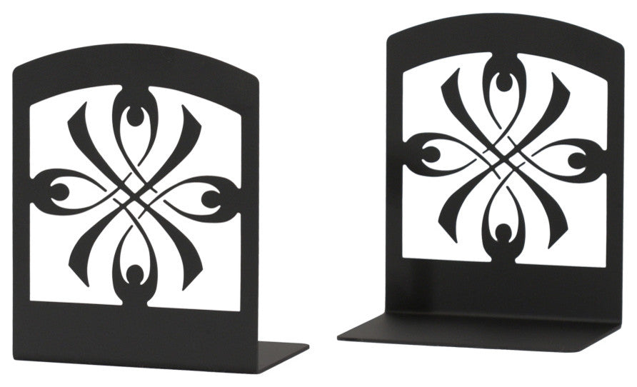 Wrought Iron Book Ends, 5"x6'.25"x3'.5", Ribbon