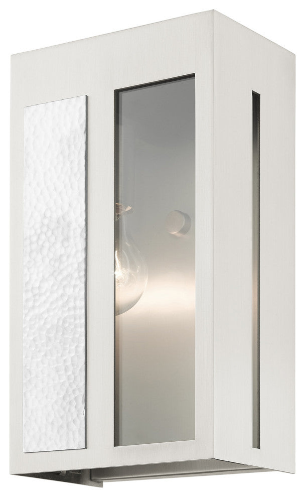 Brushed Nickel Contemporary, Nautical, Sophisticated Outdoor Wall Lantern