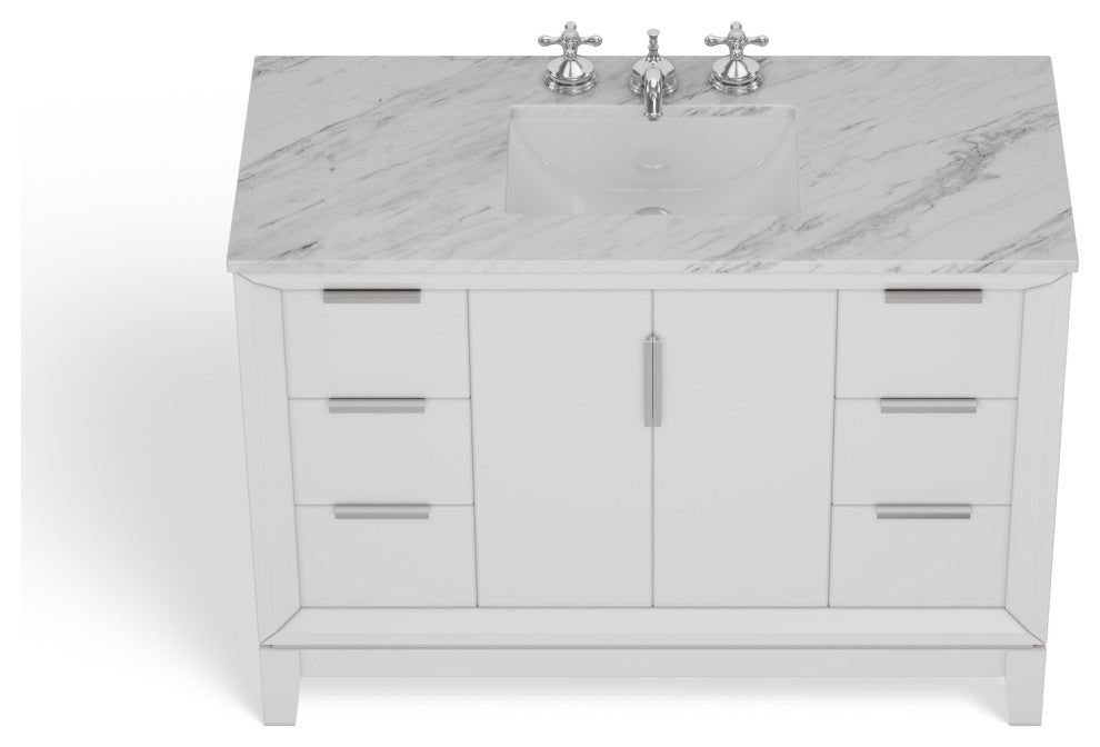 The Ezra Bathroom Vanity, Pure White, 48", Single Sink, Freestanding