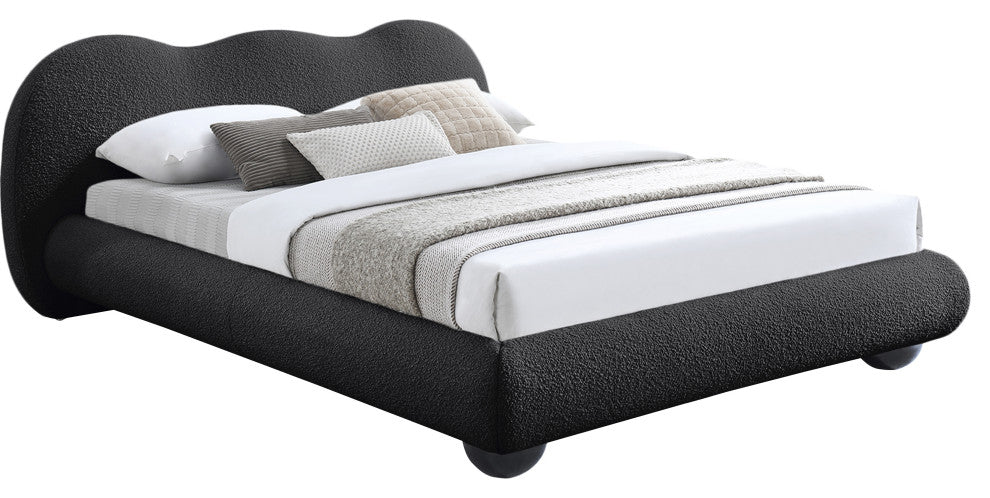 Hyde Boucle Fabric Upholstered Bed, Black, Full