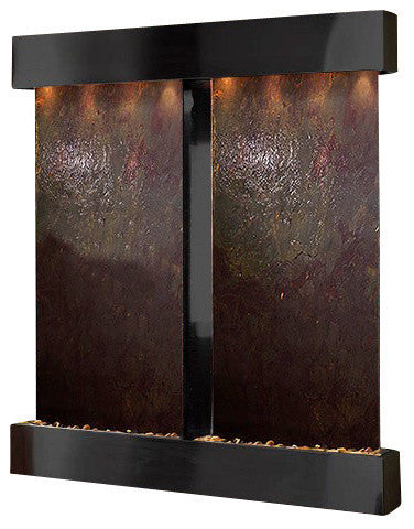 Aspen Falls Wall Fountain, Blackened Copper, Multi Color Featherstone, Square Fr