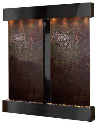 Aspen Falls Wall Fountain, Blackened Copper, Multi Color Featherstone, Square Fr