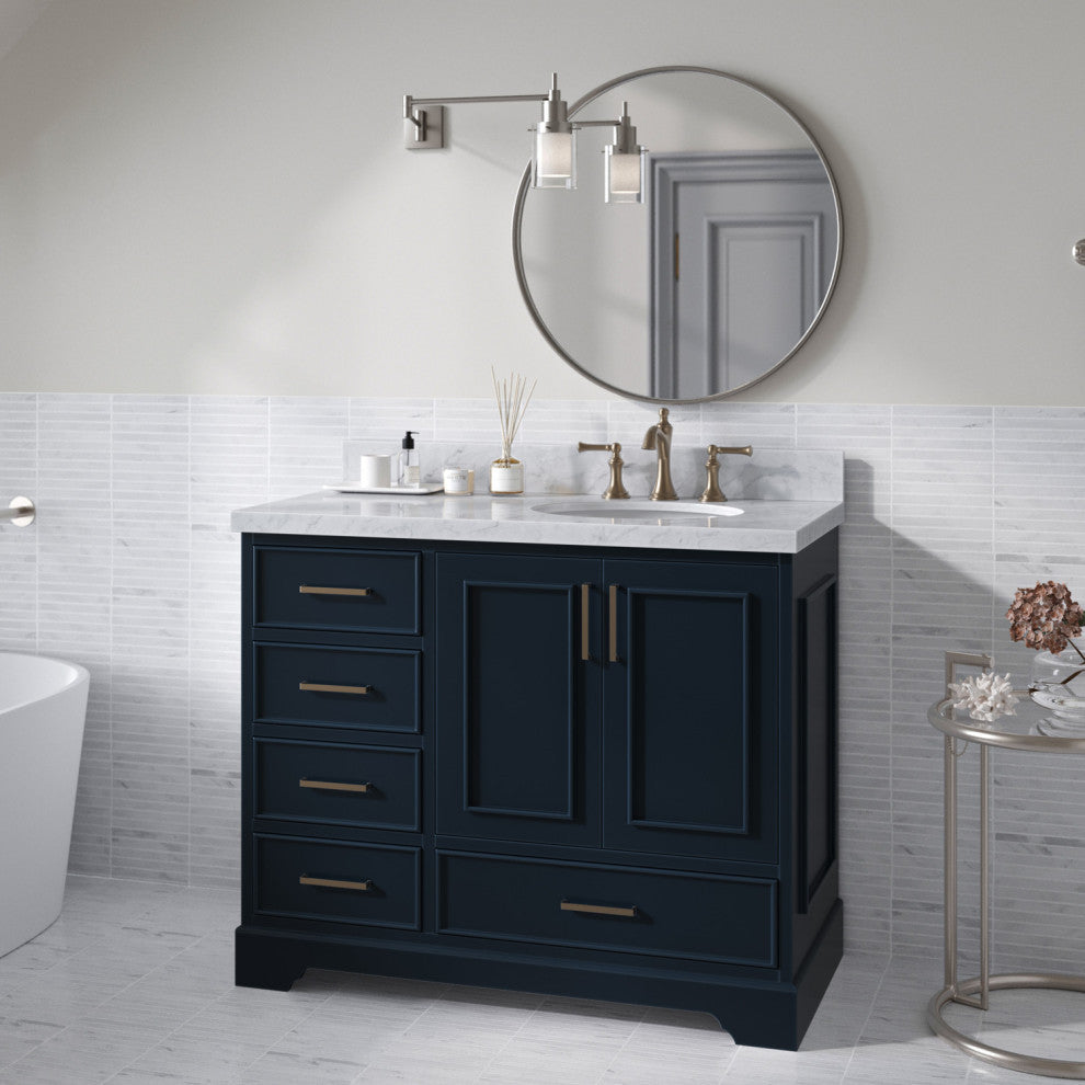 Ariel Stafford 43" Single Right Offset Oval Sink Bathroom Vanity