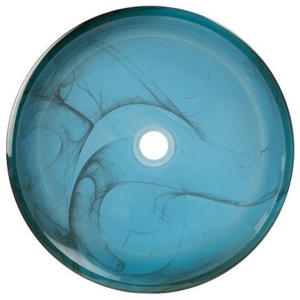 Eden Bath EB_GS51 Blue Mist Flat Bottom Glass Vessel Sink