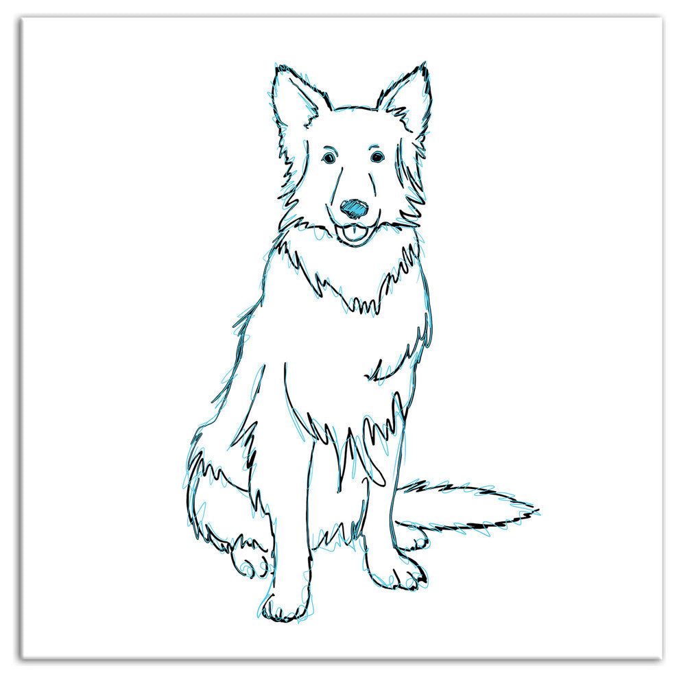 Designs Direct Shaggy Dog Blue 20x20 Canvas Wall Art