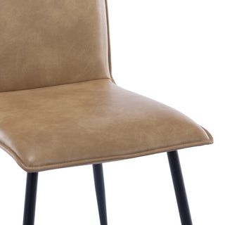Set of 4 Minimalist Faux Leather Side Chairs for Dining Room, Cream