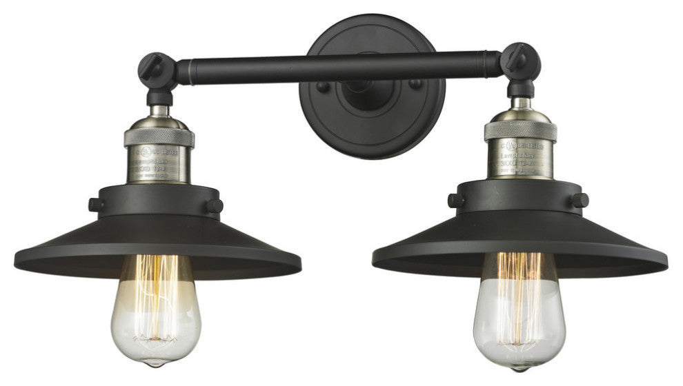 Railroad 2-Light LED Bath Fixture, Black Antique Brass