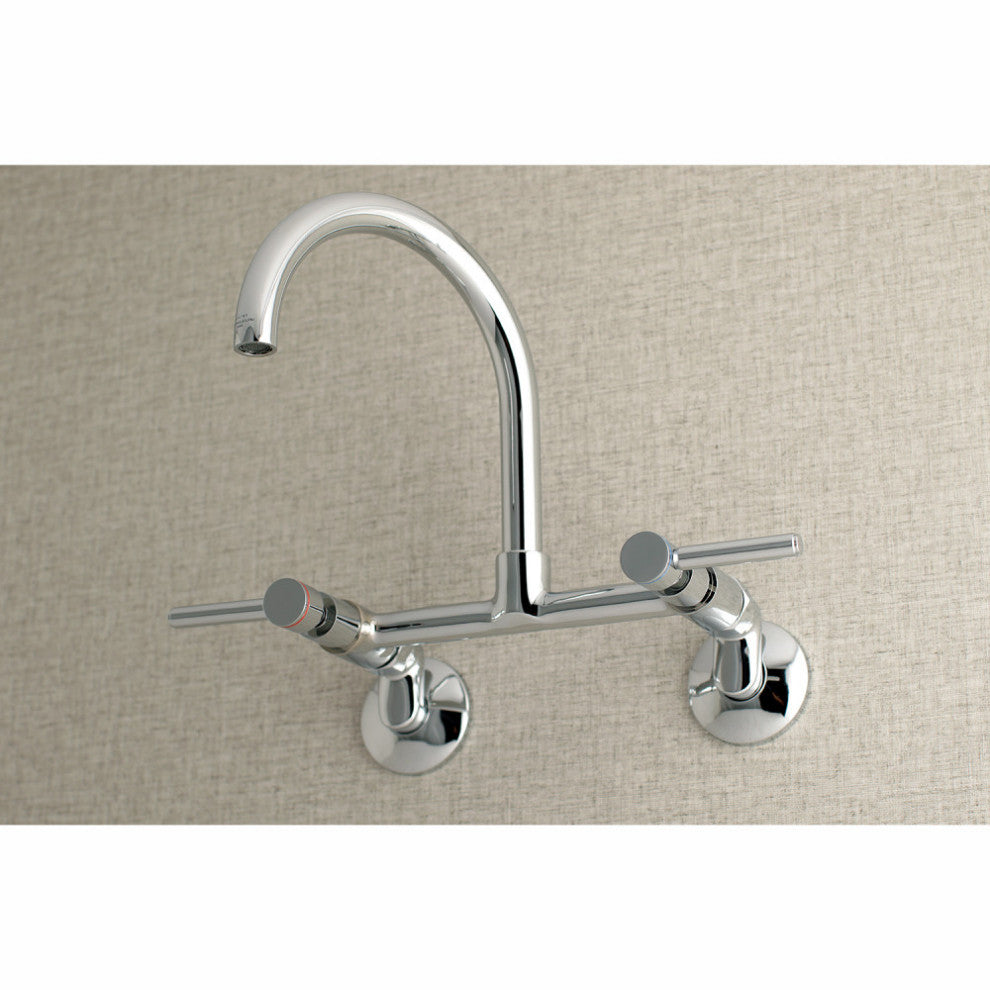 Kingston Brass Two-Handle Wall Mount Kitchen Faucet, Polished Chrome