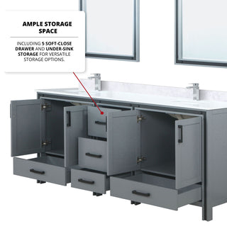 Ziva Transitional Dark Grey 80" Double Vanity, Cultured Marble Top
