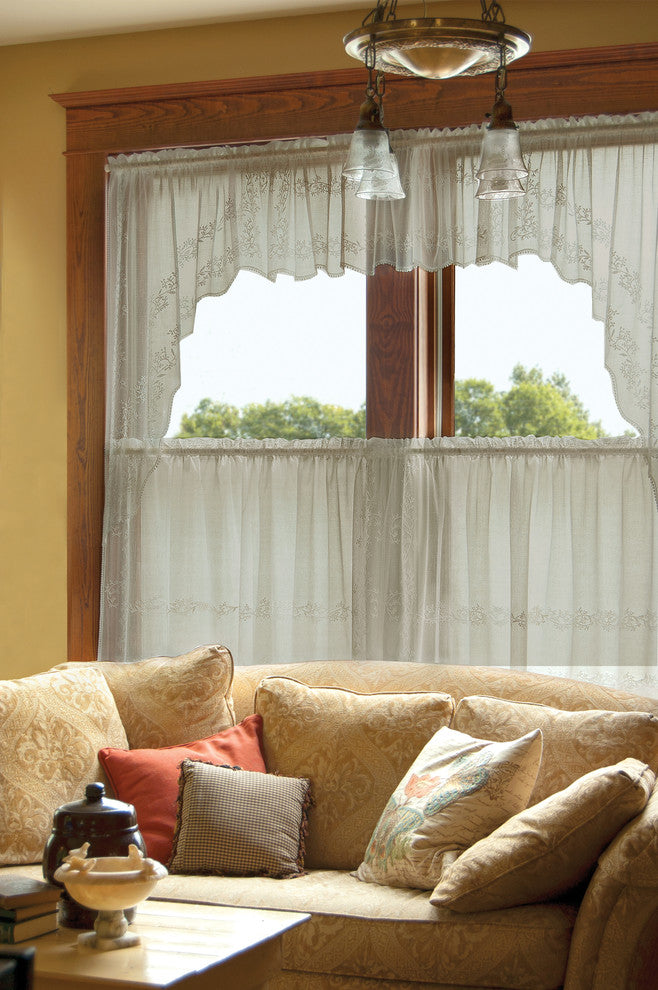 Heritage Lace Sheer Divine 80x46 Swag Pair in Flax