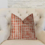 Spiced Fields  Orange and Beige Luxury Throw Pillow, 18"x18"
