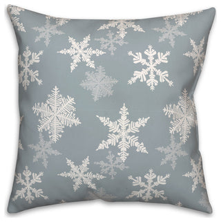 Blue Snowflake Pattern 18"x18" Spun Poly Pillow