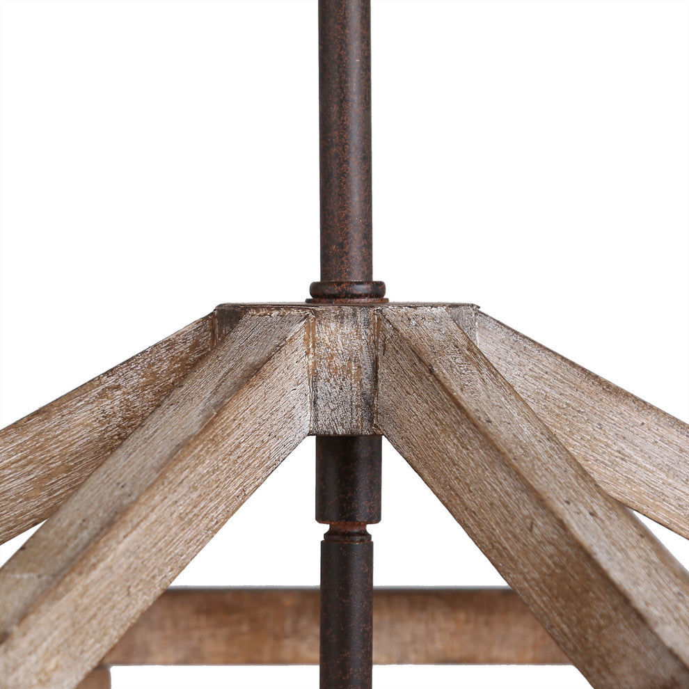 LNC Farmhouse 3-Light Bronze Square Wood Semi-Flush Mount Lighting