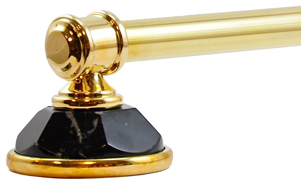 Towel Bar With Nero Marquina Marbel Accents, Antique Bronze