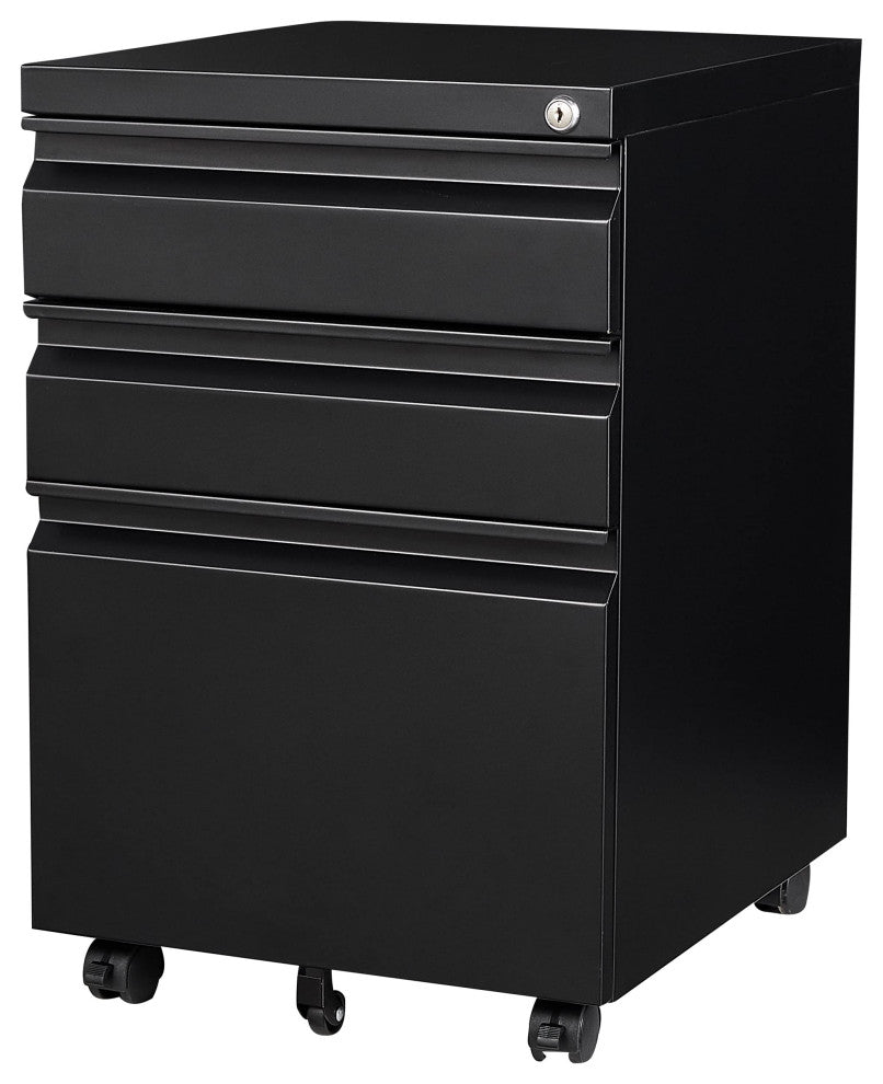 3 Drawer Mobile File Cabinet Under Desk Storage File Cabinets, Black