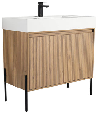 Fine Fixtures Crownpoint Bathroom Vanity, Bright Oak, 36", White