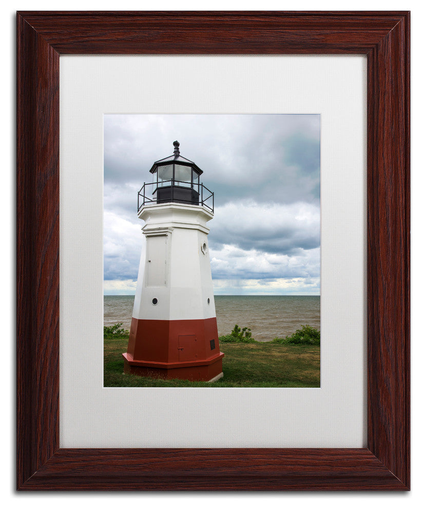 Kurt Shaffer 'Vermillion Ohio Lighthouse' Matted Framed Art, White Mat, 14"x11"