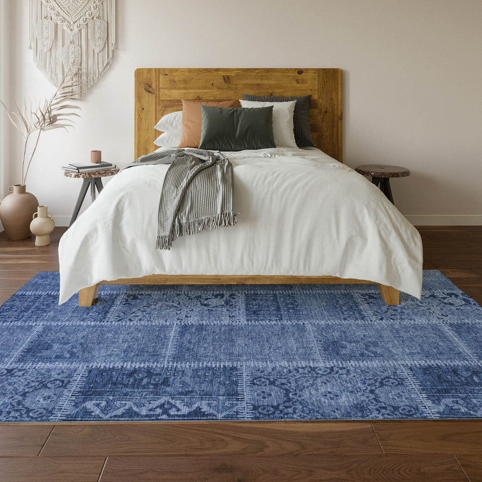 Premium Machine Washable Mayfield AMF635 Navy 5' x 7'6" Rug